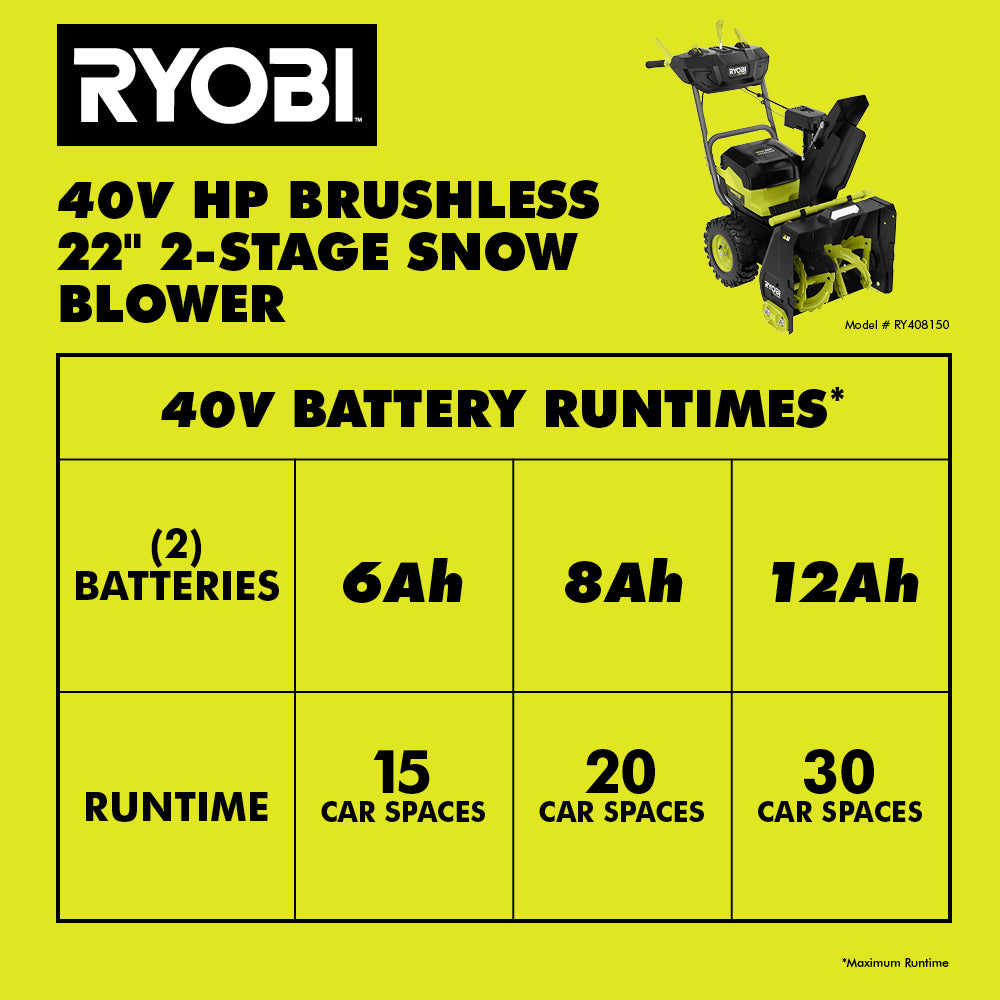 40V HP BRUSHLESS WHISPER SERIES 22" TWO-STAGE SNOW BLOWER KIT Image 11