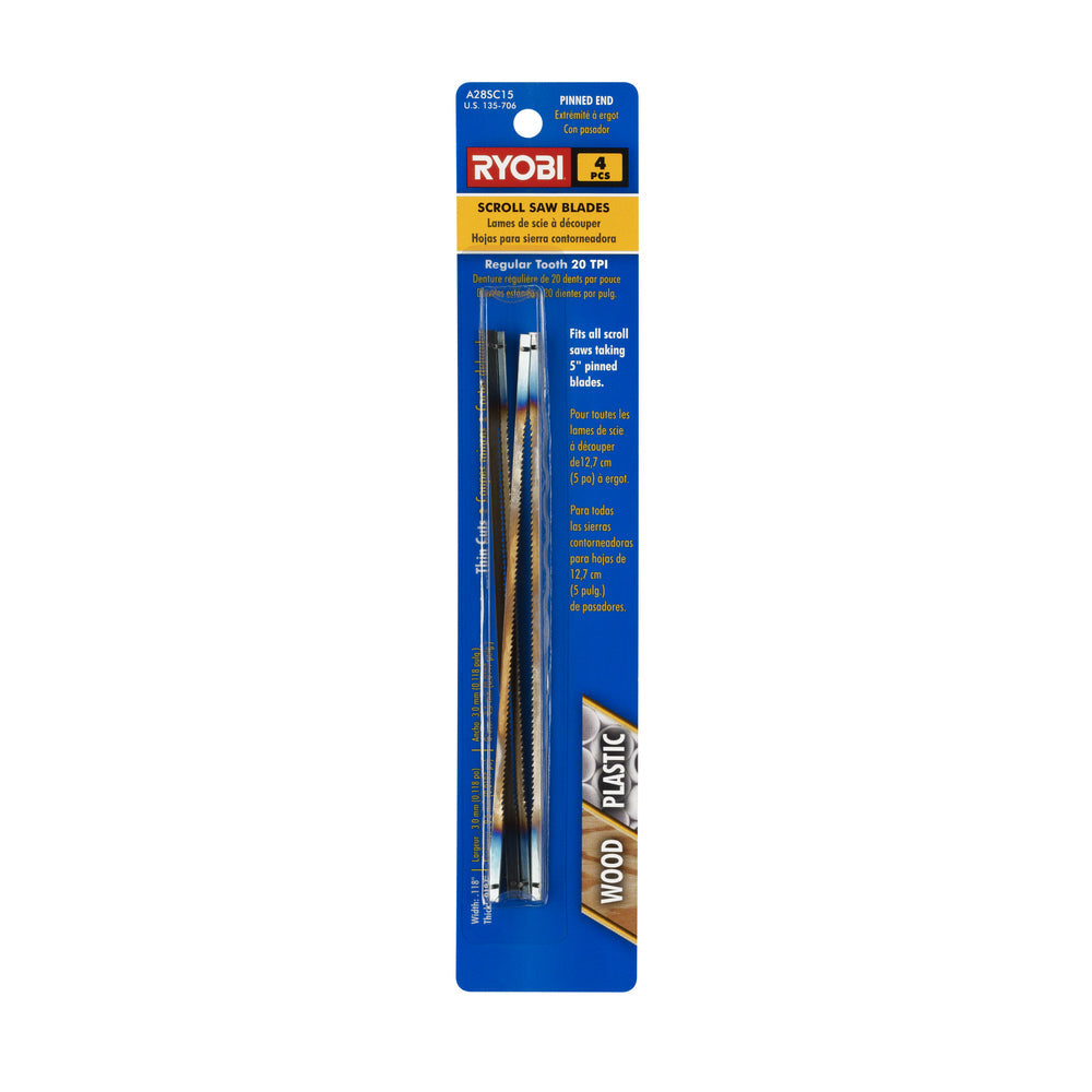 4 PC. 20 TPI Scroll Saw Pinned Blades Image 2