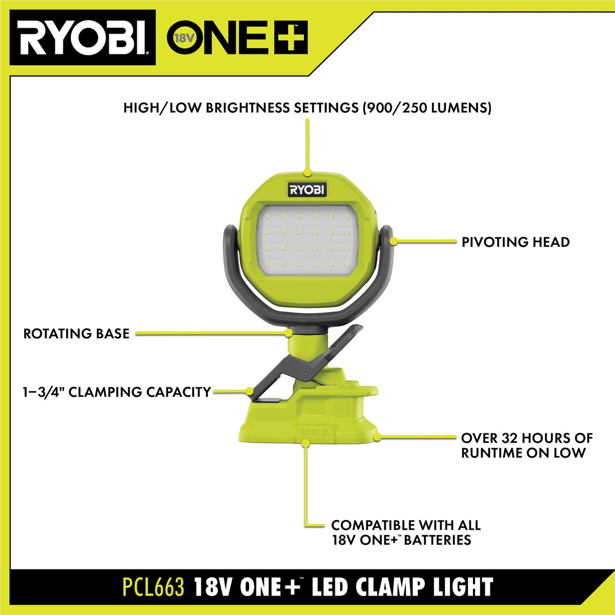 18V ONE+ LED CLAMP LIGHT Image 2