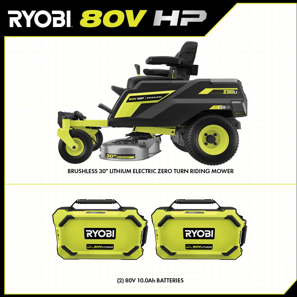 80V HP BRUSHLESS 30" LITHIUM ELECTRIC ZERO TURN RIDING MOWER Image 3