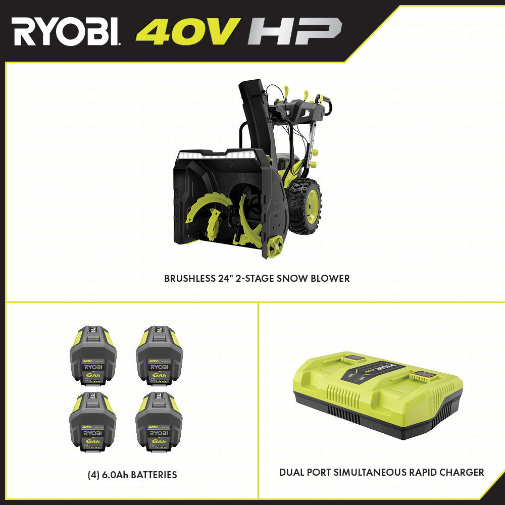 40V HP Brushless Whisper Series 24” Two-Stage Snow Blower Kit Image 3
