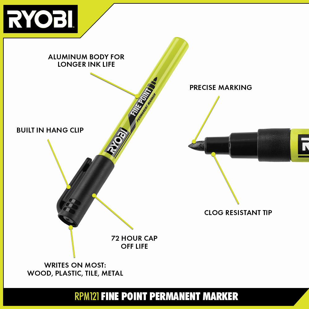 Black Fine Point Permanent Workshop Marker Image 2