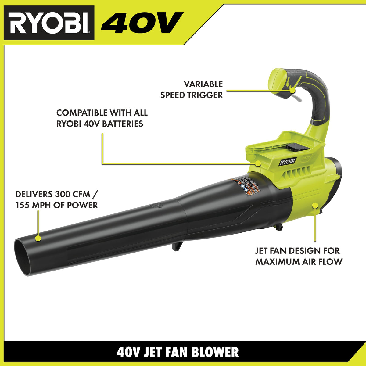 40V 300 CFM JET FAN LEAF BLOWER  Image 2