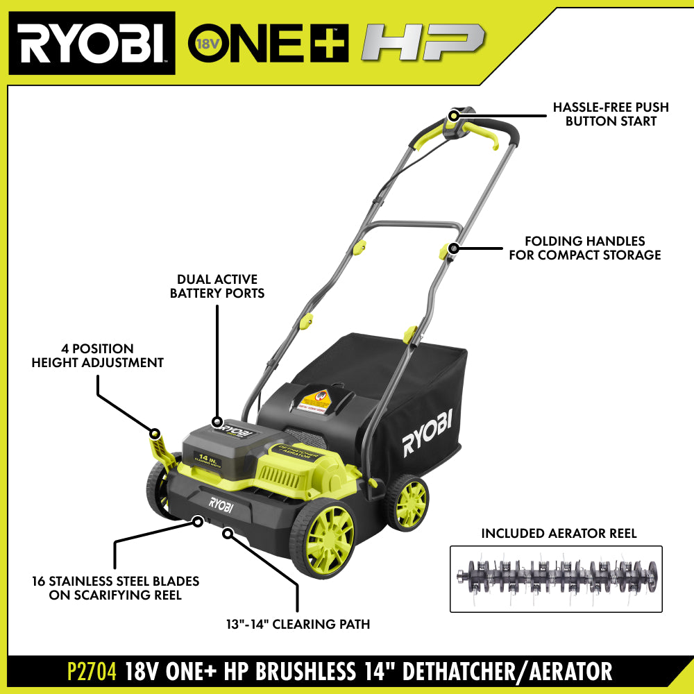 18V ONE+ HP Brushless 14" Dethatcher/Aerator Kit