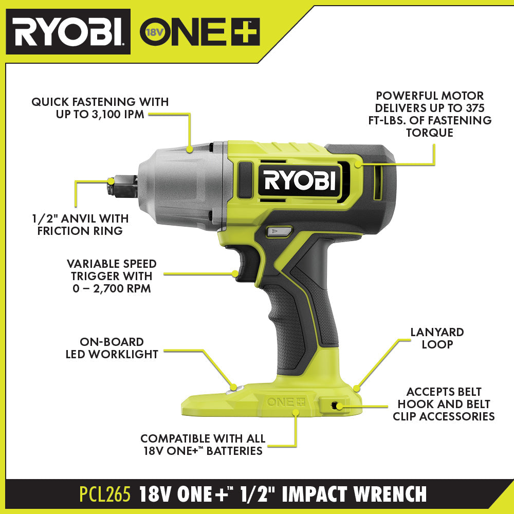 18V ONE+ 1/2" IMPACT WRENCH  Image 2