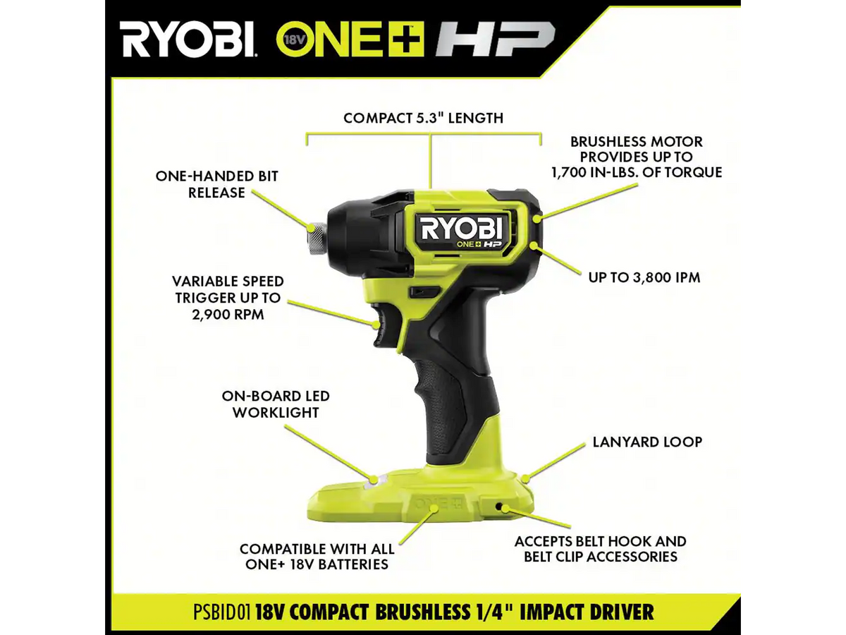 18V Compact Brushless 4-Tool Combo Kit Image 9