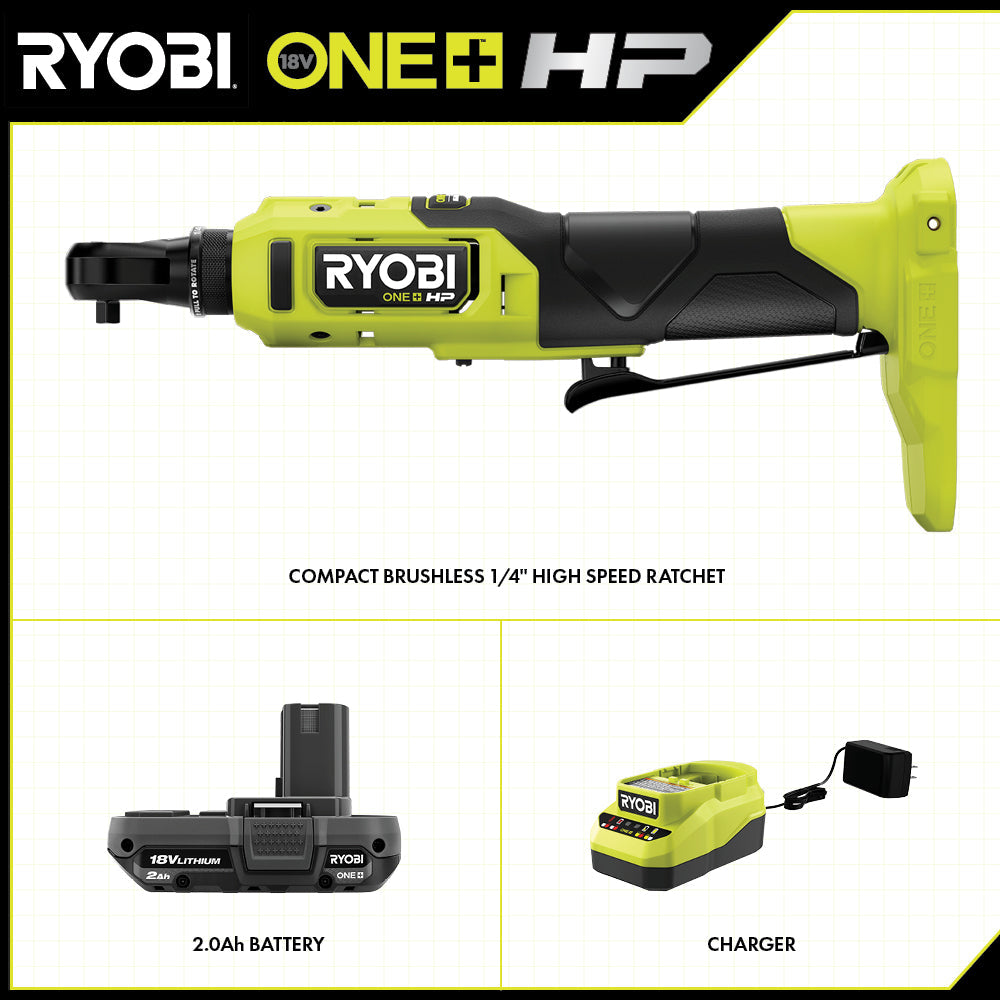 18V ONE+™ HP COMPACT BRUSHLESS 1/4" High Speed Ratchet Kit Image 2