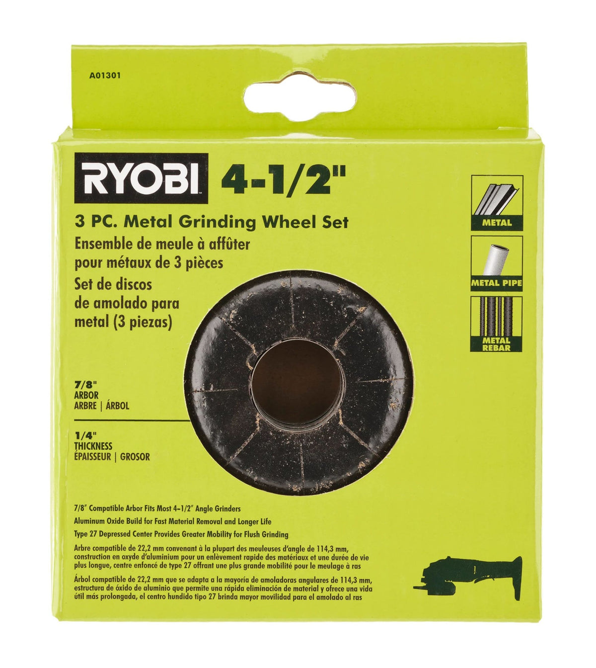 3 PC.  4-1/2" Metal Grinding Wheel Set Image 3